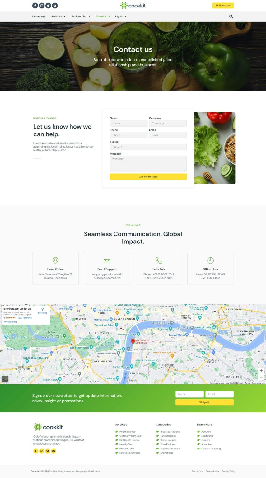 Download Cookkit - Food Recipe & Nutrition Service Elementor Pro Template Kit