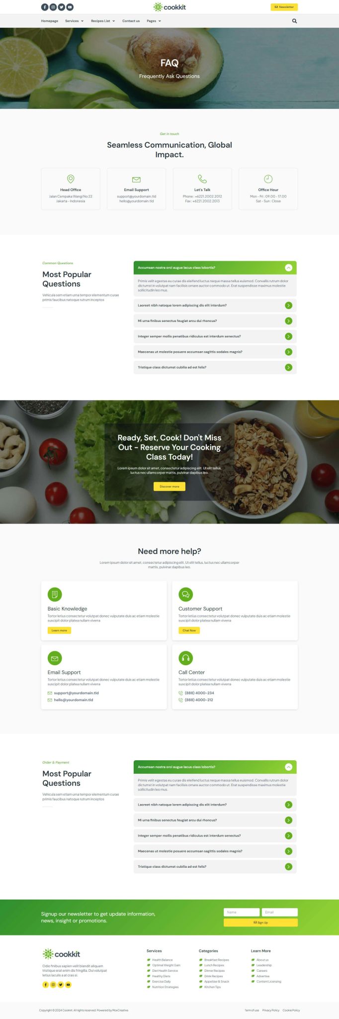 Download Cookkit - Food Recipe & Nutrition Service Elementor Pro Template Kit