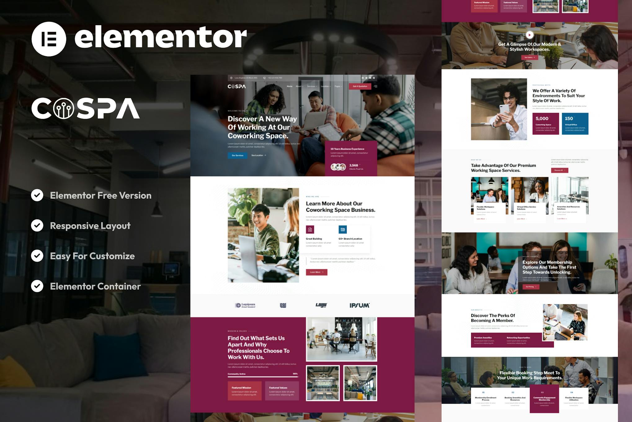 Download Cospa - Coworking Space & Virtual Office Elementor Template Kit