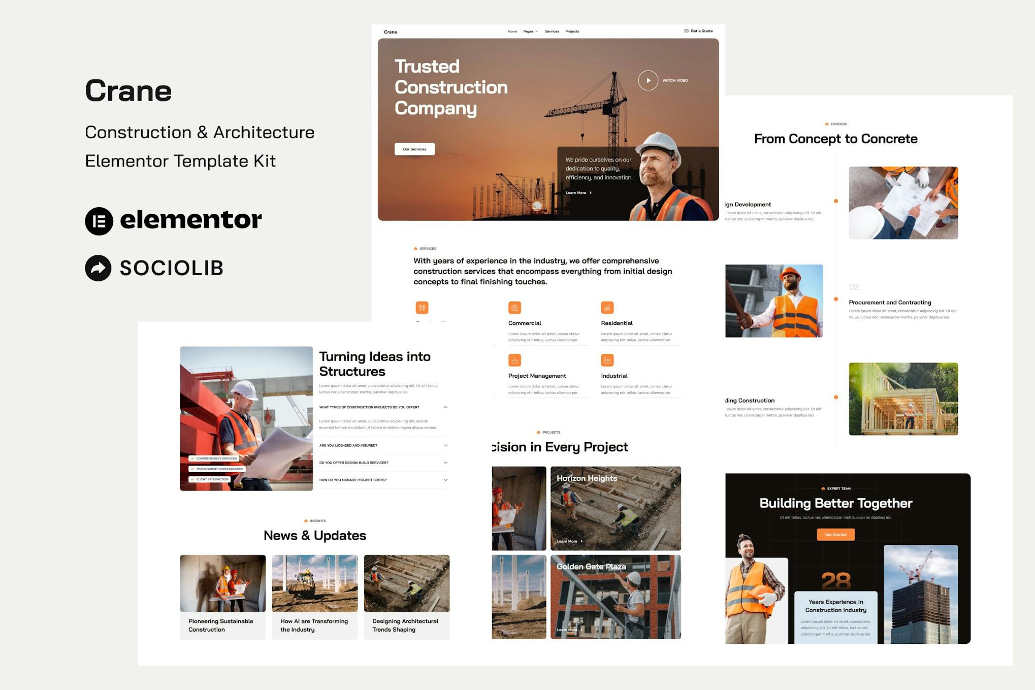 Download Crane - Construction & Architecture Elementor Template Kit