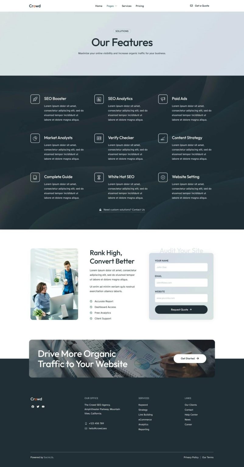 Download Crowd - SEO & Digital Marketing Agency Elementor Template Kit