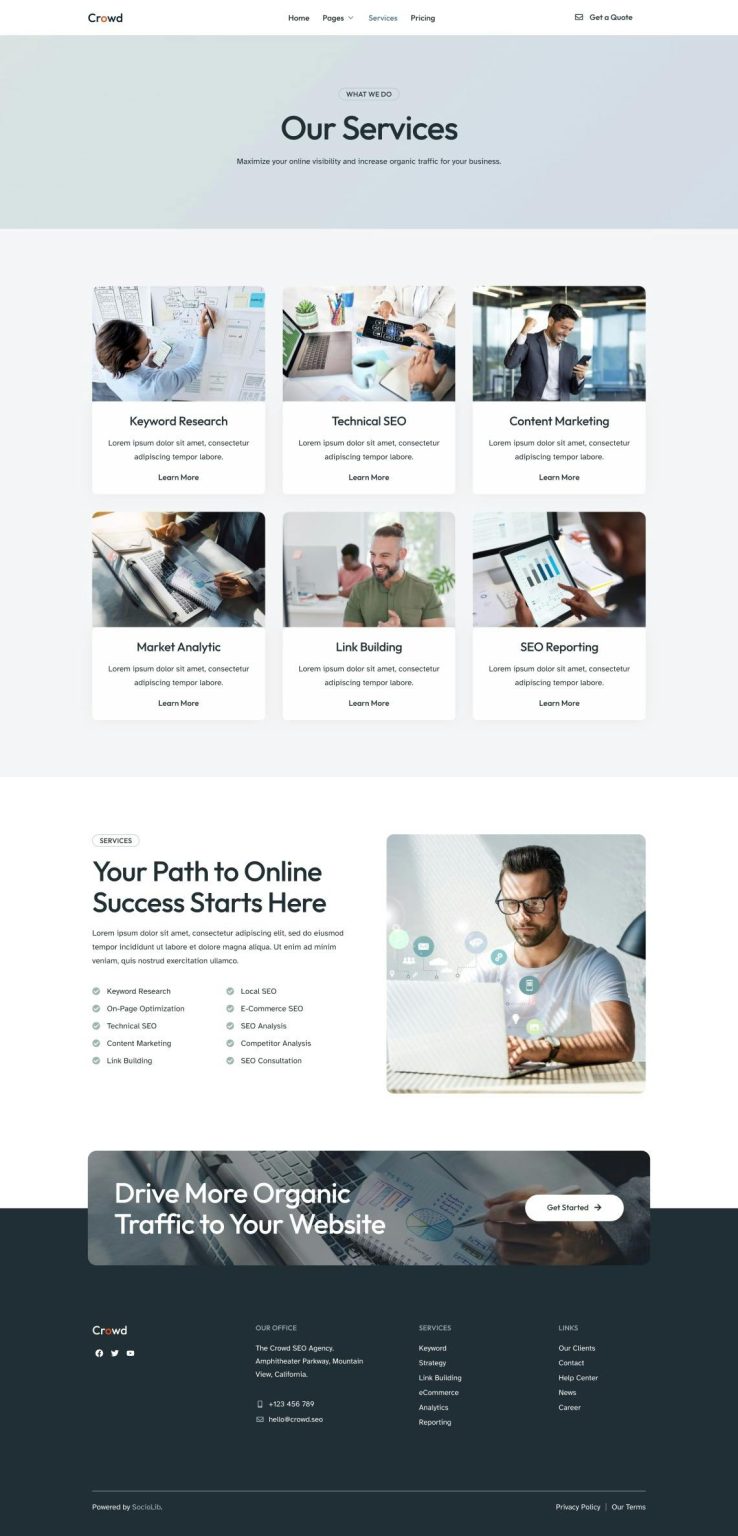 Download Crowd - SEO & Digital Marketing Agency Elementor Template Kit