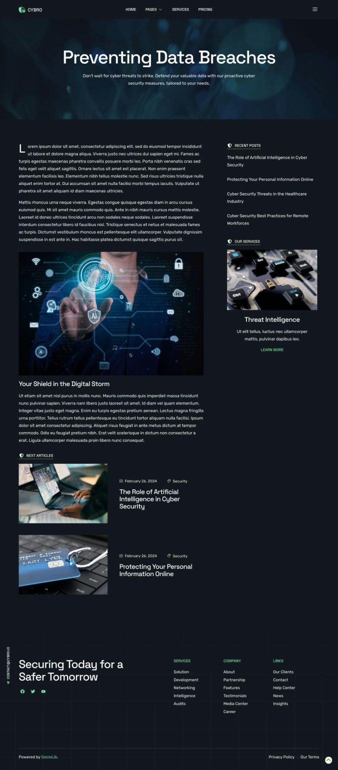 Download Cybro - Cyber Security Services Elementor Template Kit