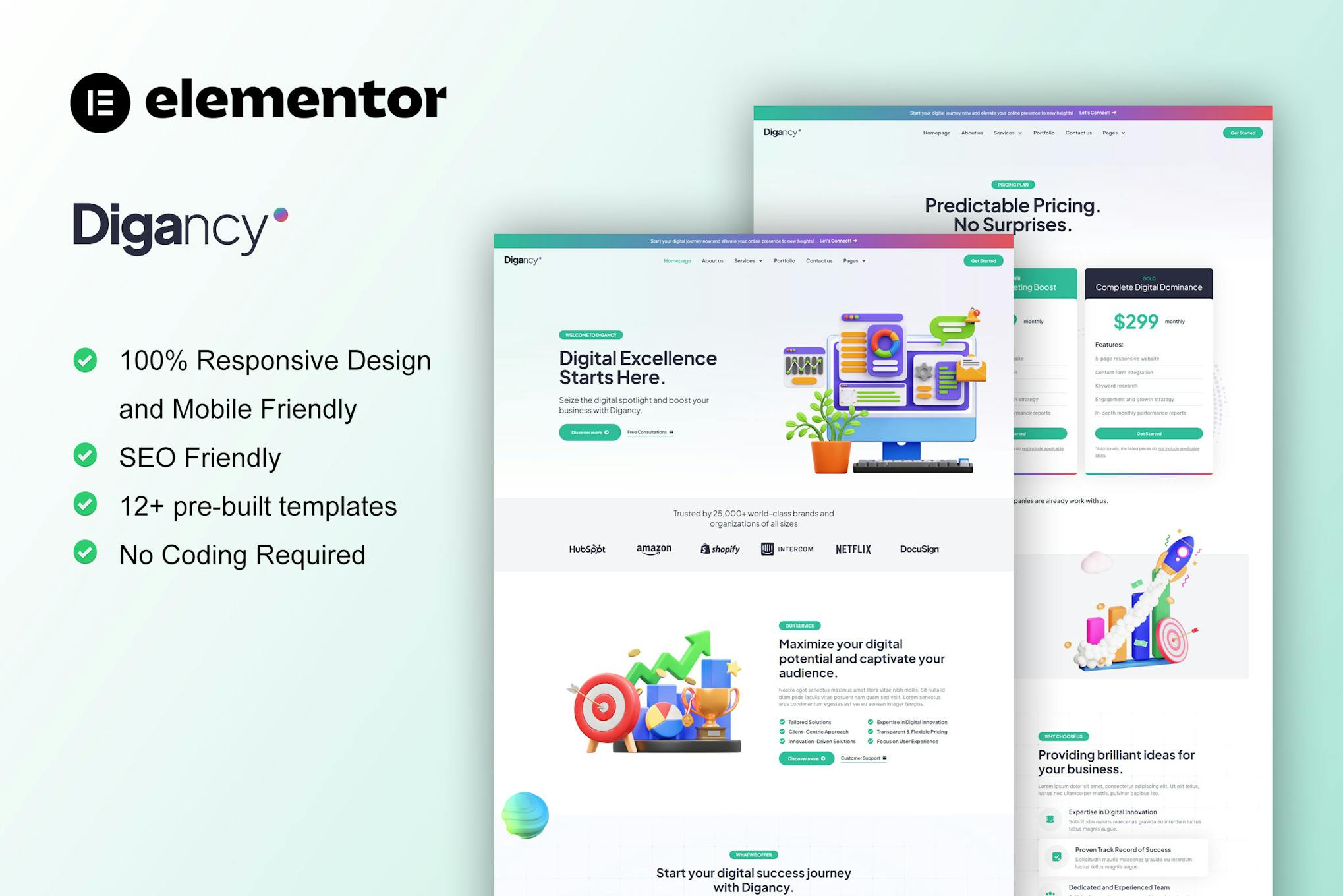 Download Digancy -  Digital Agency Elementor Template Kit