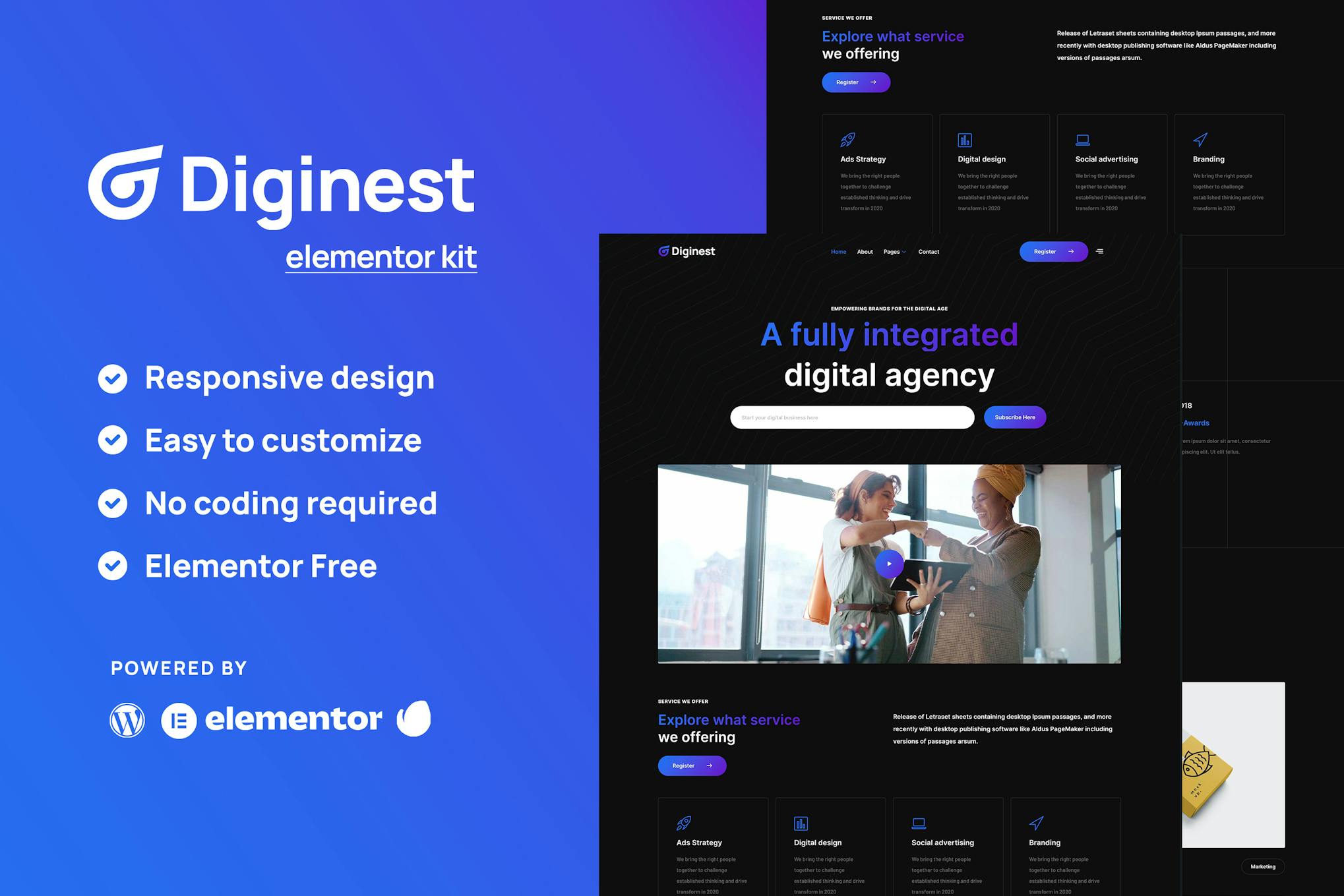 Download Diginest - Digital Agency Services Elementor Template Kit