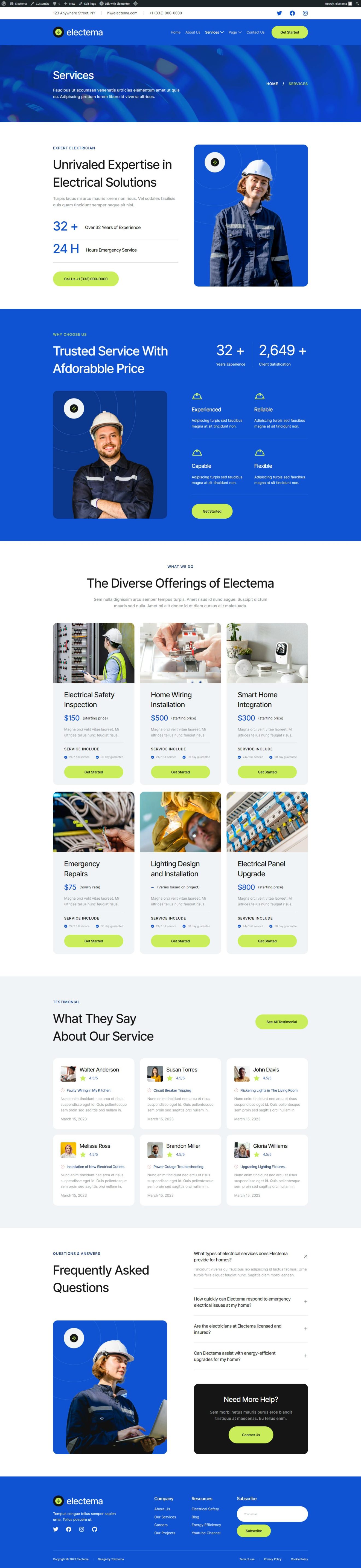 Download Electema - Electrician Service Elementor Template Kit