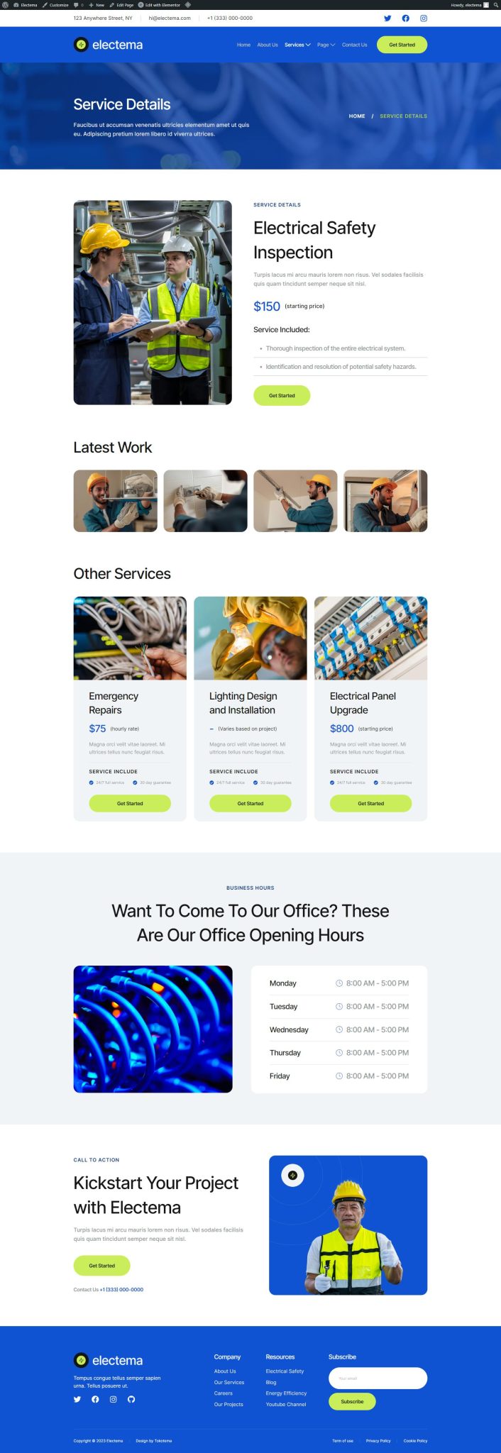 Download Electema - Electrician Service Elementor Template Kit