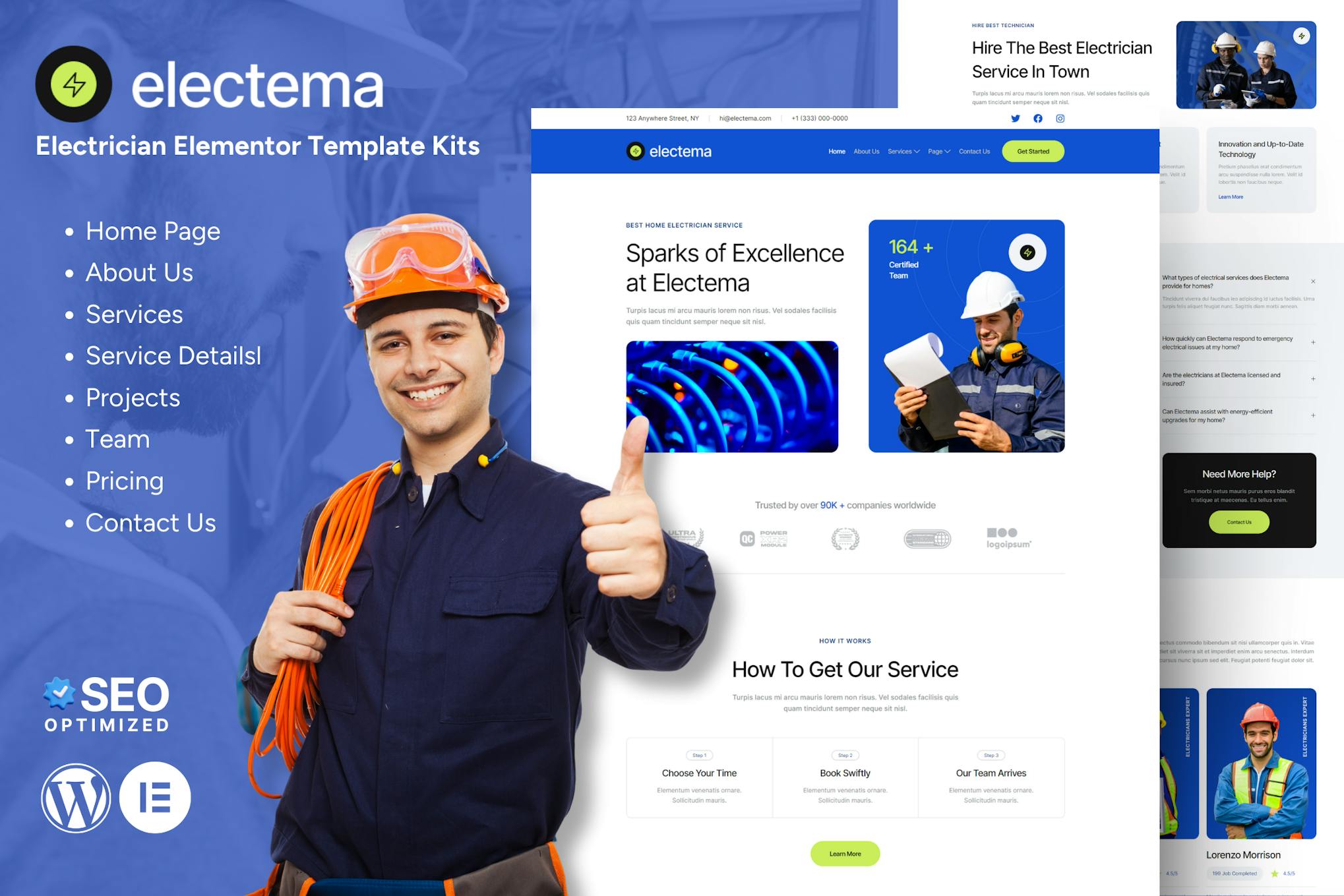 Download Electema - Electrician Service Elementor Template Kit