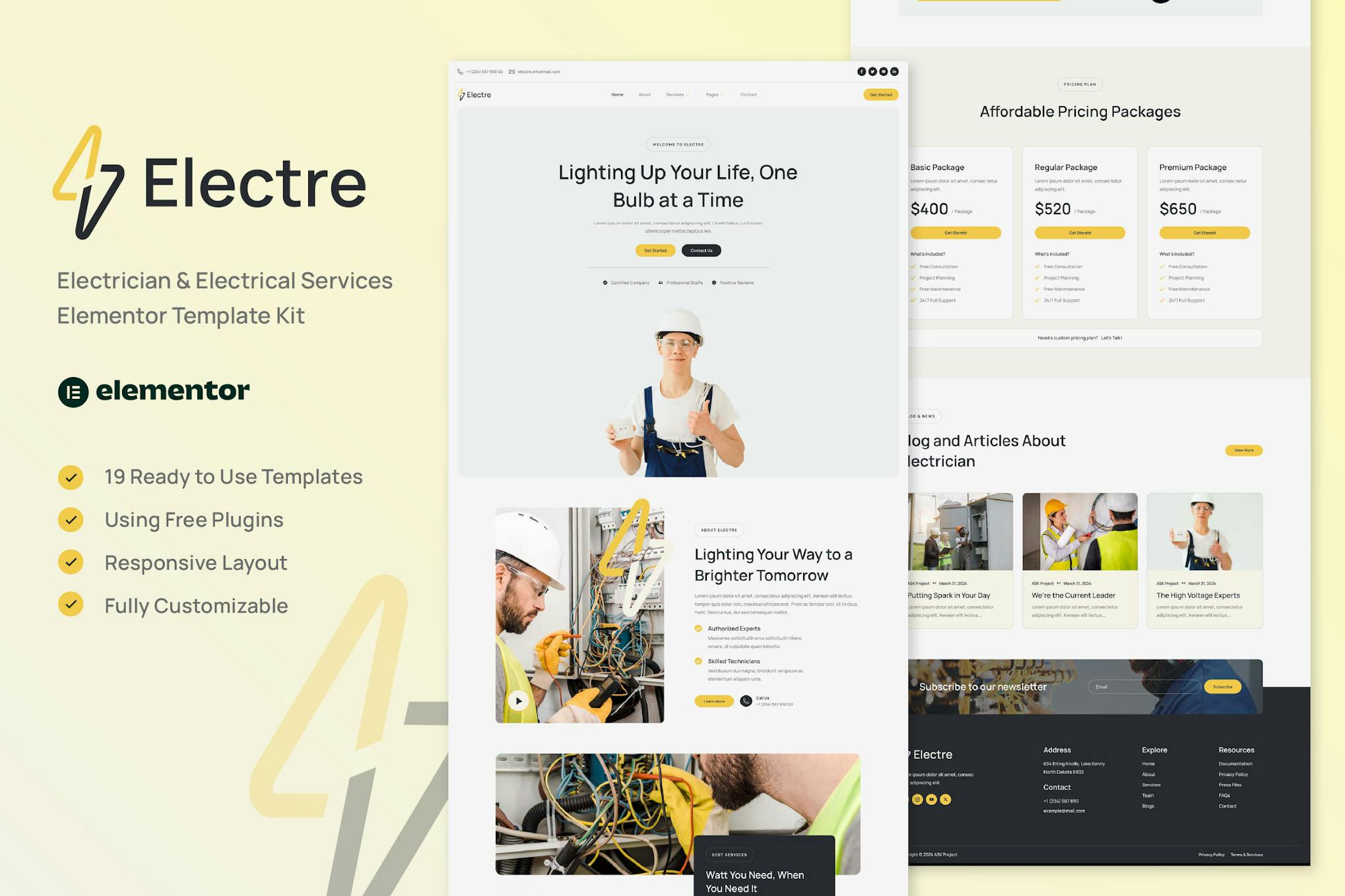 Download Electre - Electrician & Electrical Services Elementor Template Kit