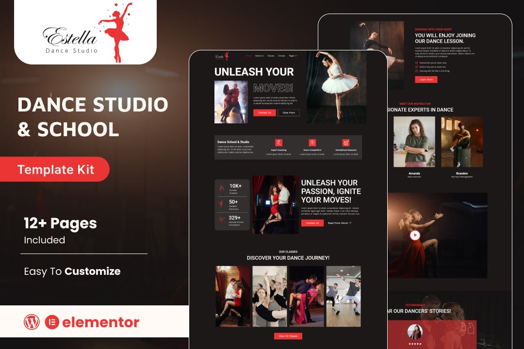 Download Estella - Dance School & Studio Elementor Template Kit