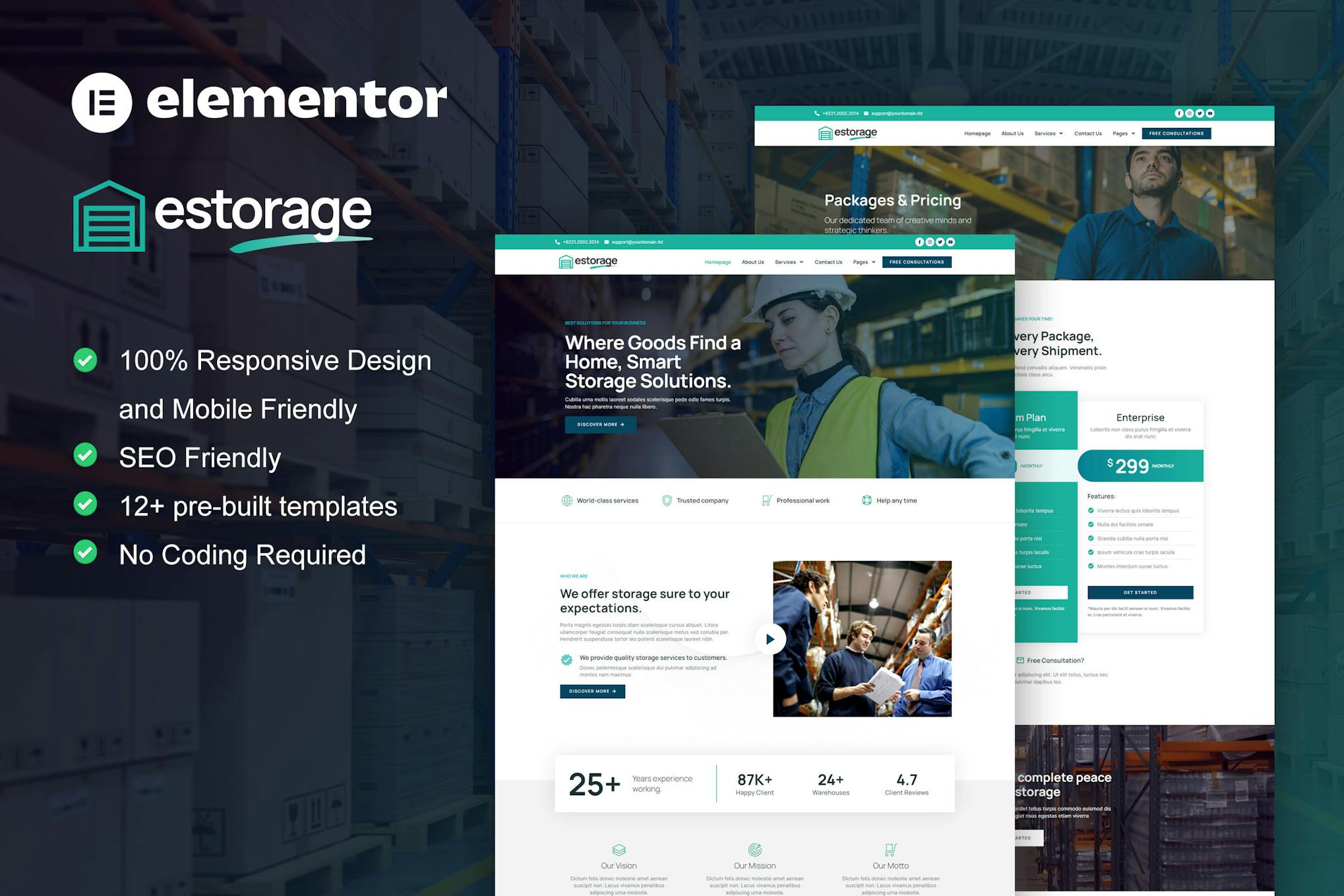 Download Estorage - Storage Service Company Elementor Pro Template Kit
