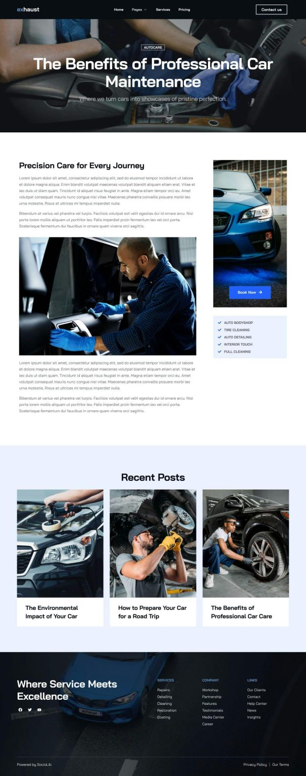 Download Exhaust - Auto Detailing & Car Care Elementor Template Kit