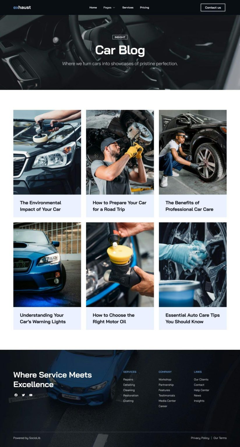 Download Exhaust - Auto Detailing & Car Care Elementor Template Kit