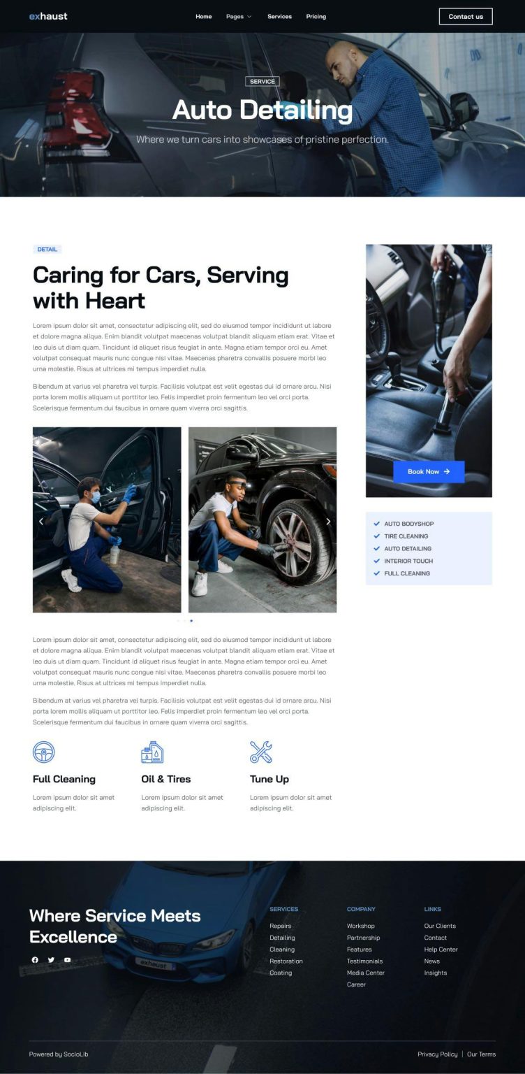 Download Exhaust - Auto Detailing & Car Care Elementor Template Kit