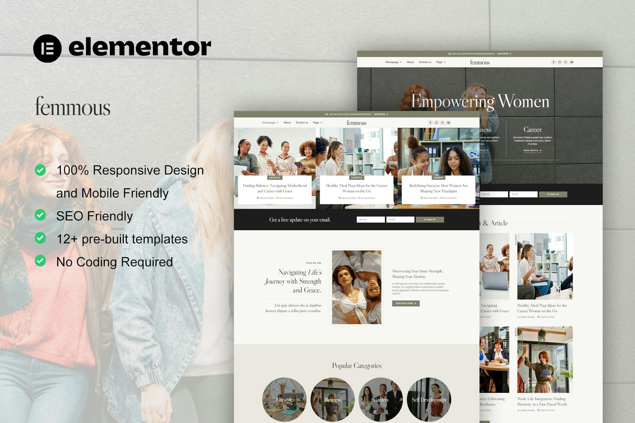 Download Femmous - Modern Feminine Blog Elementor Template Kit