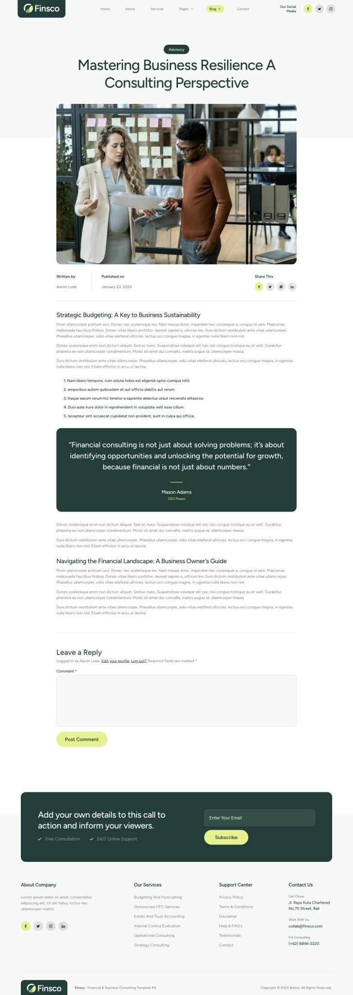 Download Finsco – Finance & Business Consulting Elementor Template Kit