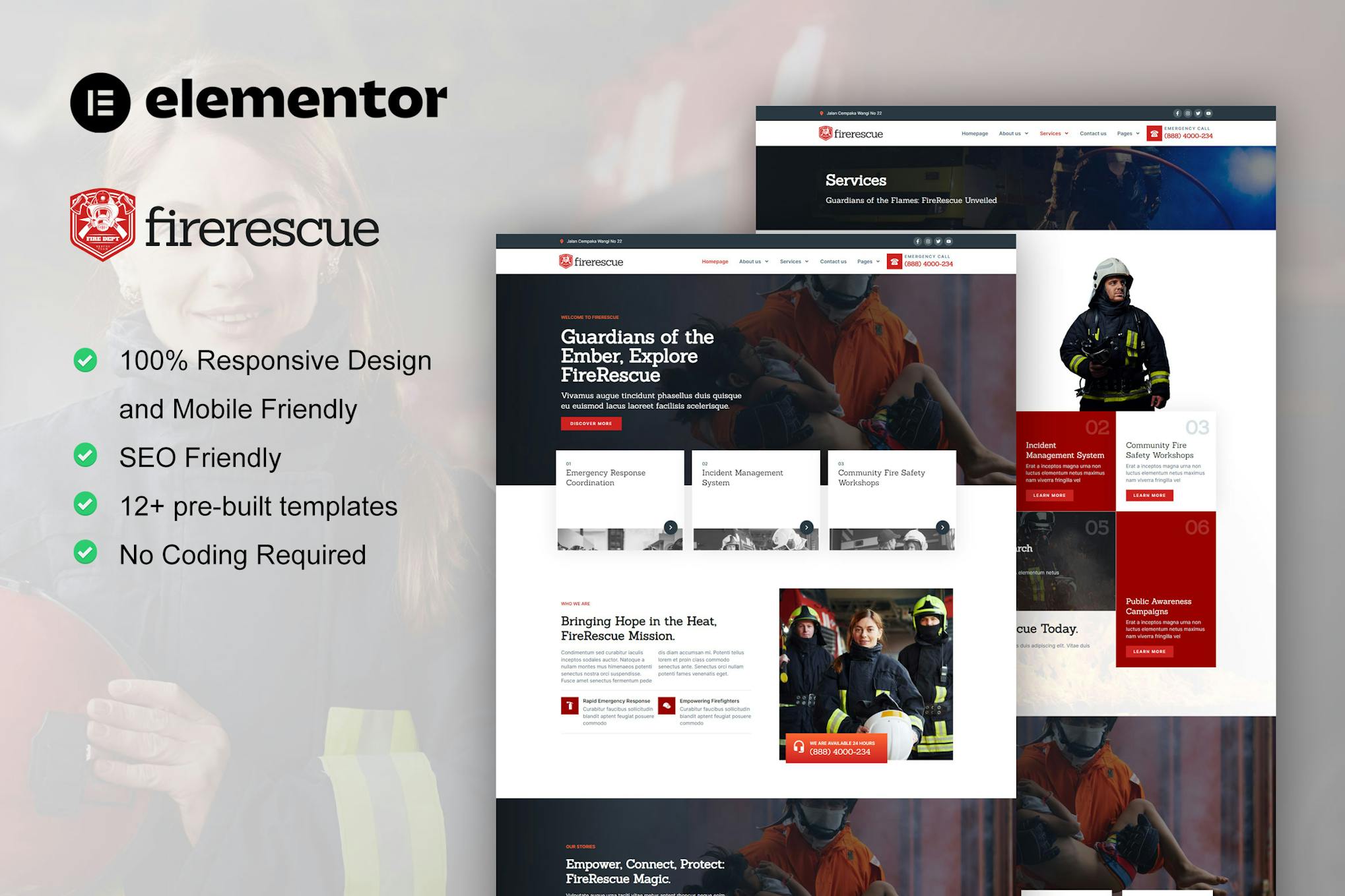 Download FireRescue - FireFighter & Fire Department Elementor Template Kit
