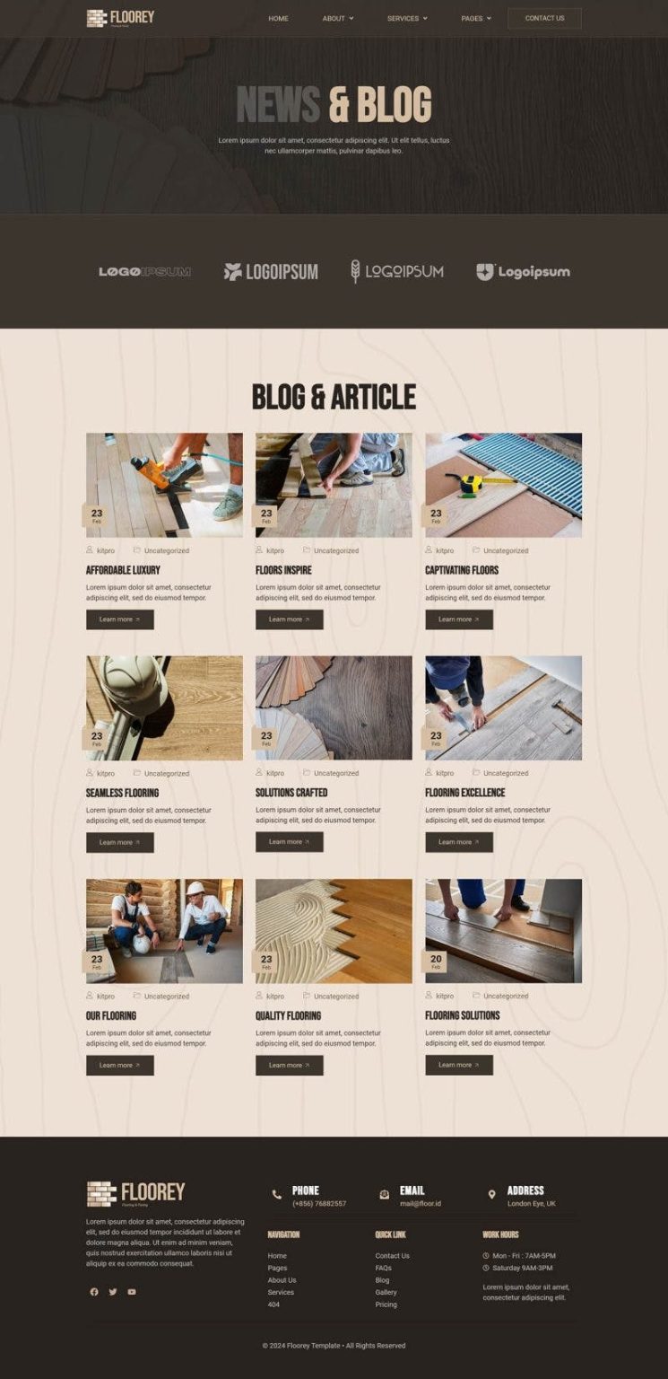 Download Floorey - Flooring Construction Elementor Template Kit