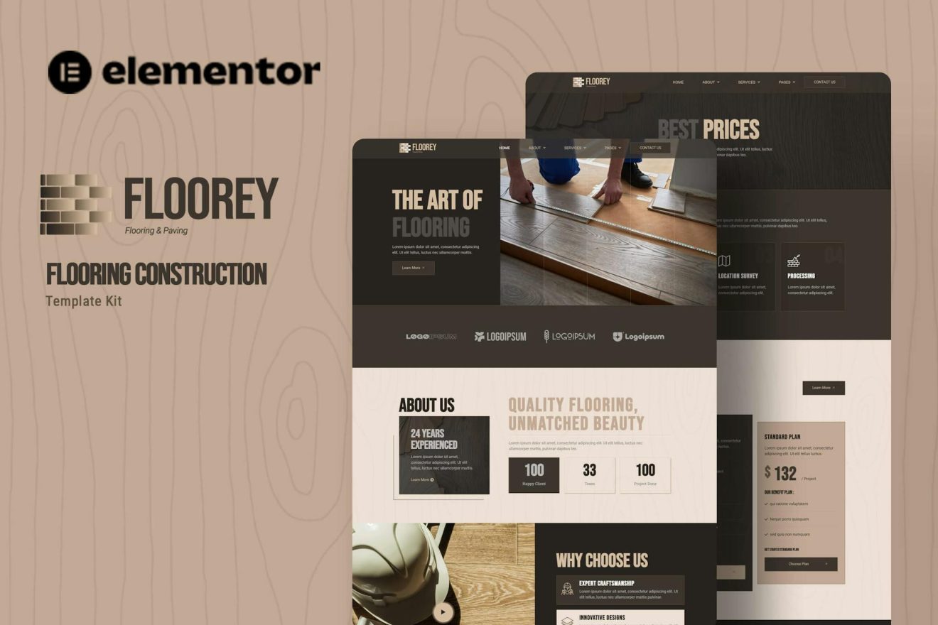 Download Floorey - Flooring Construction Elementor Template Kit