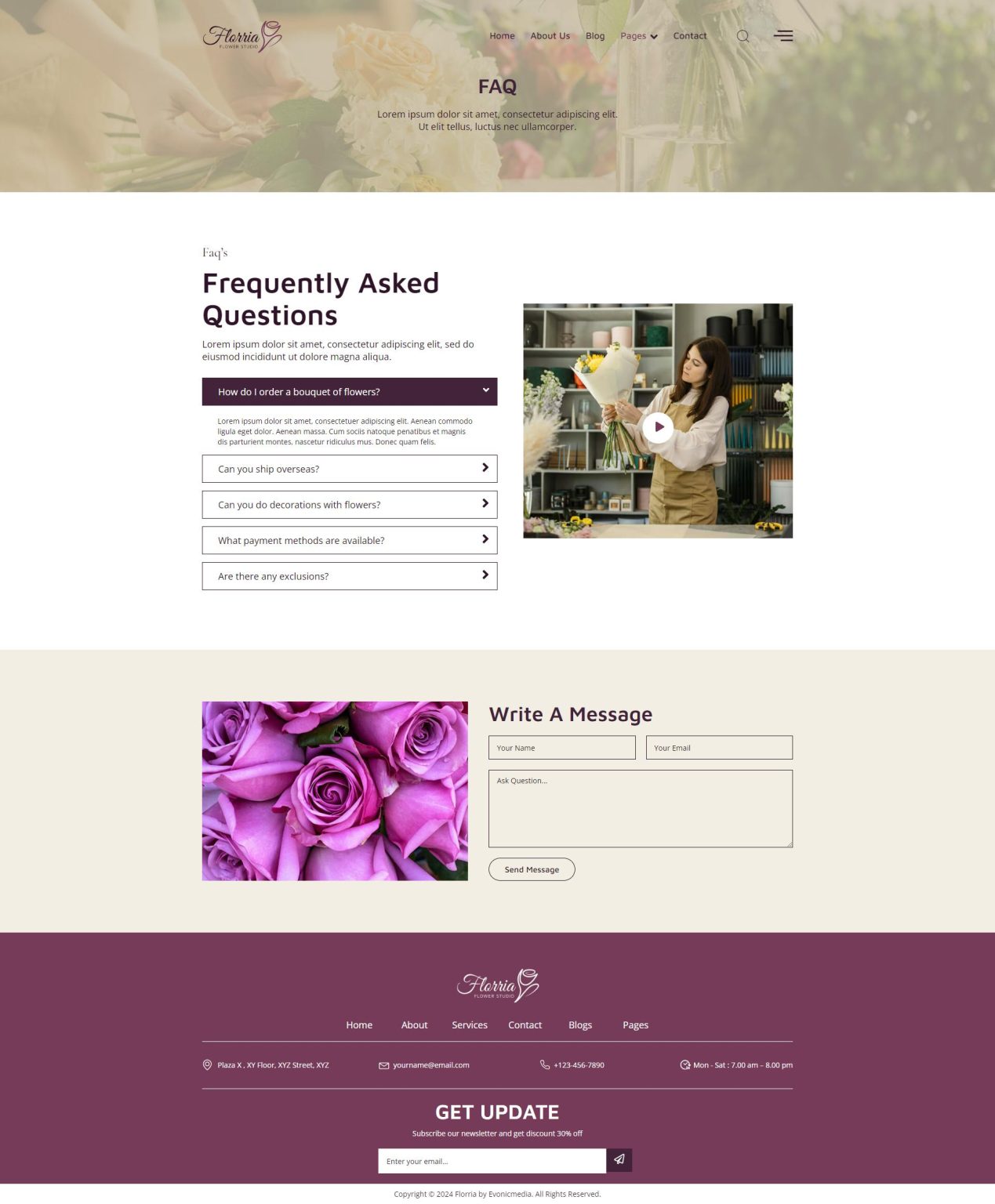 Download Floria - Flower Boutique & Decoration Elementor Template Kit