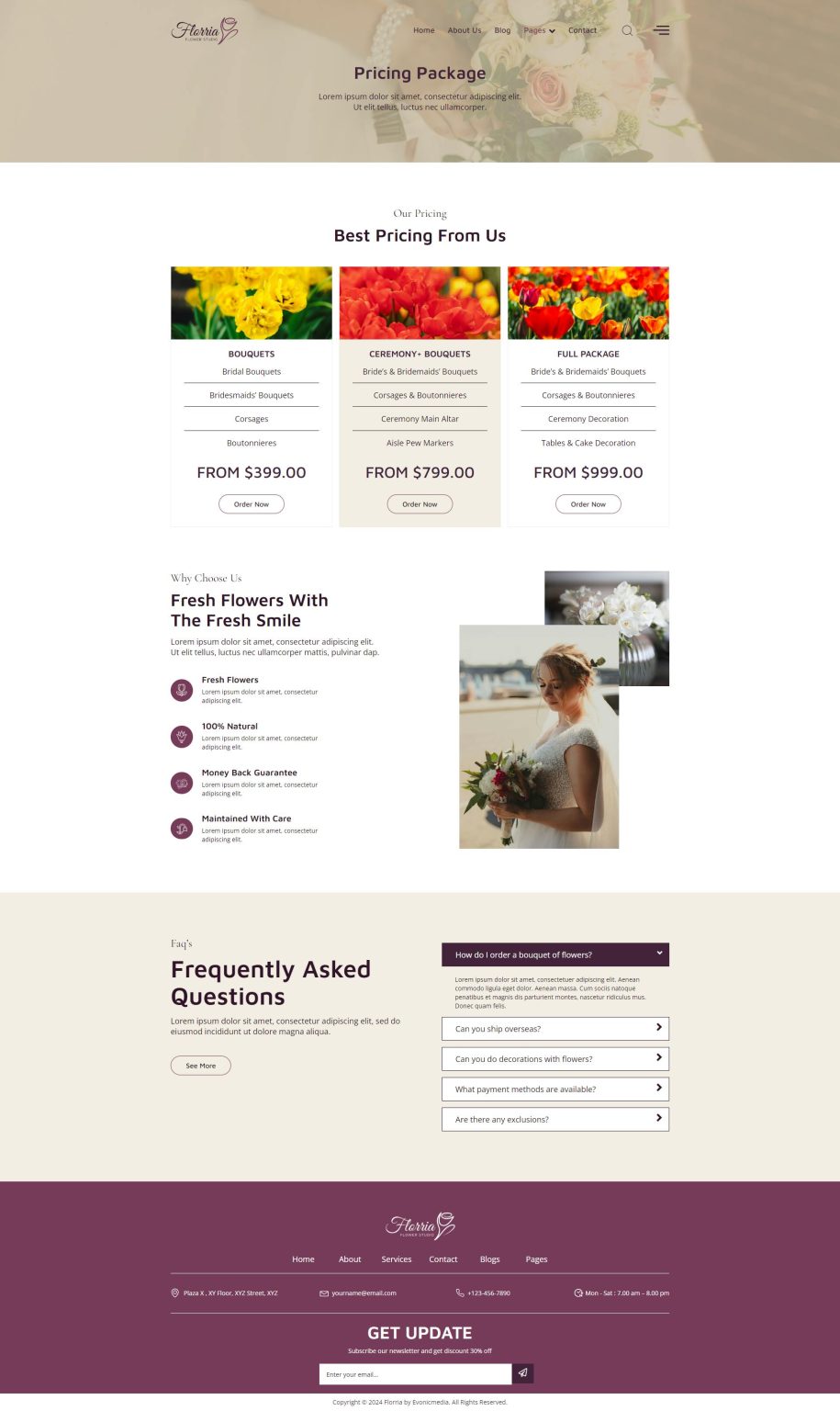 Download Floria - Flower Boutique & Decoration Elementor Template Kit