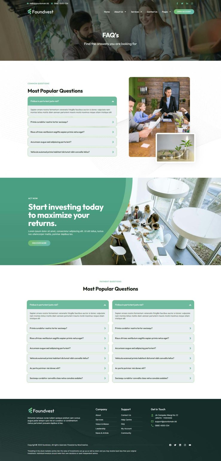 Download FoundVest - Finance & Investment Elementor Pro Template Kit