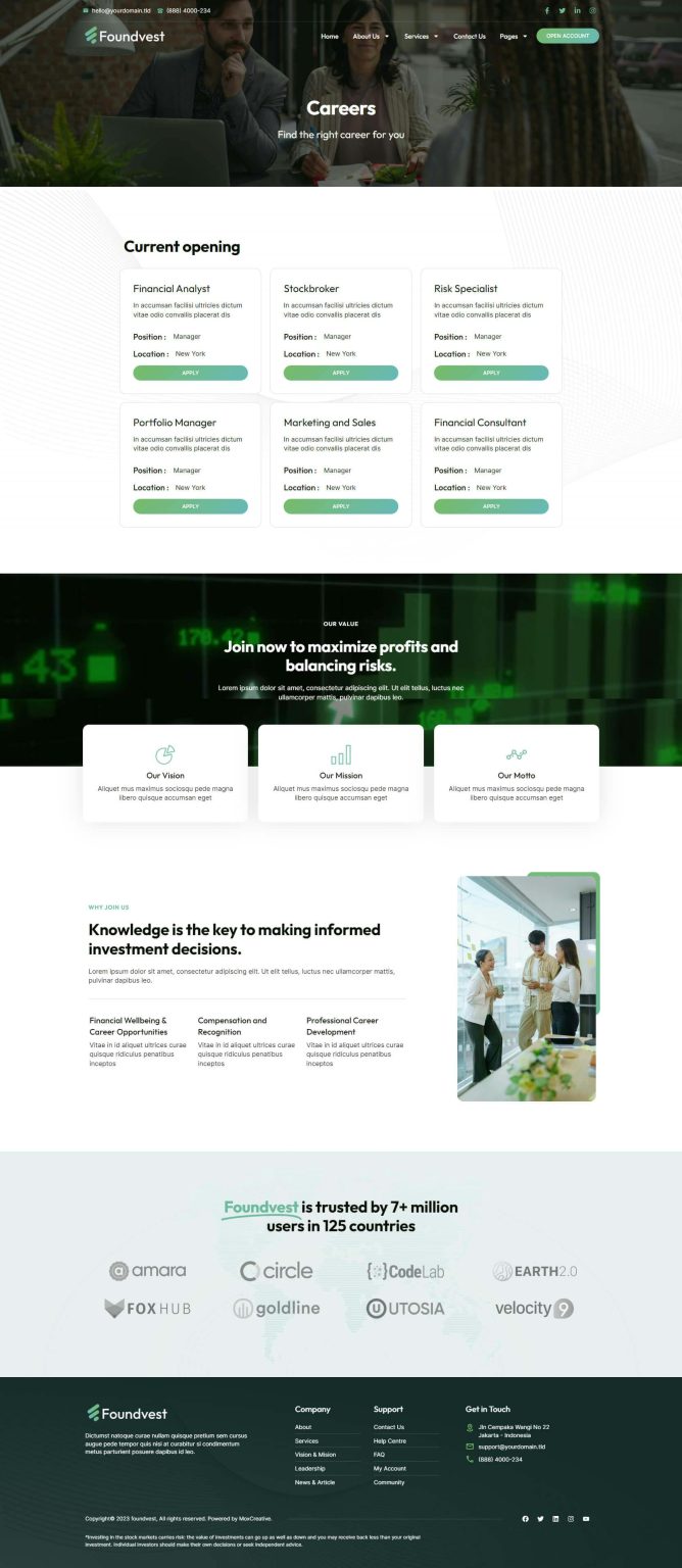 Download FoundVest - Finance & Investment Elementor Pro Template Kit