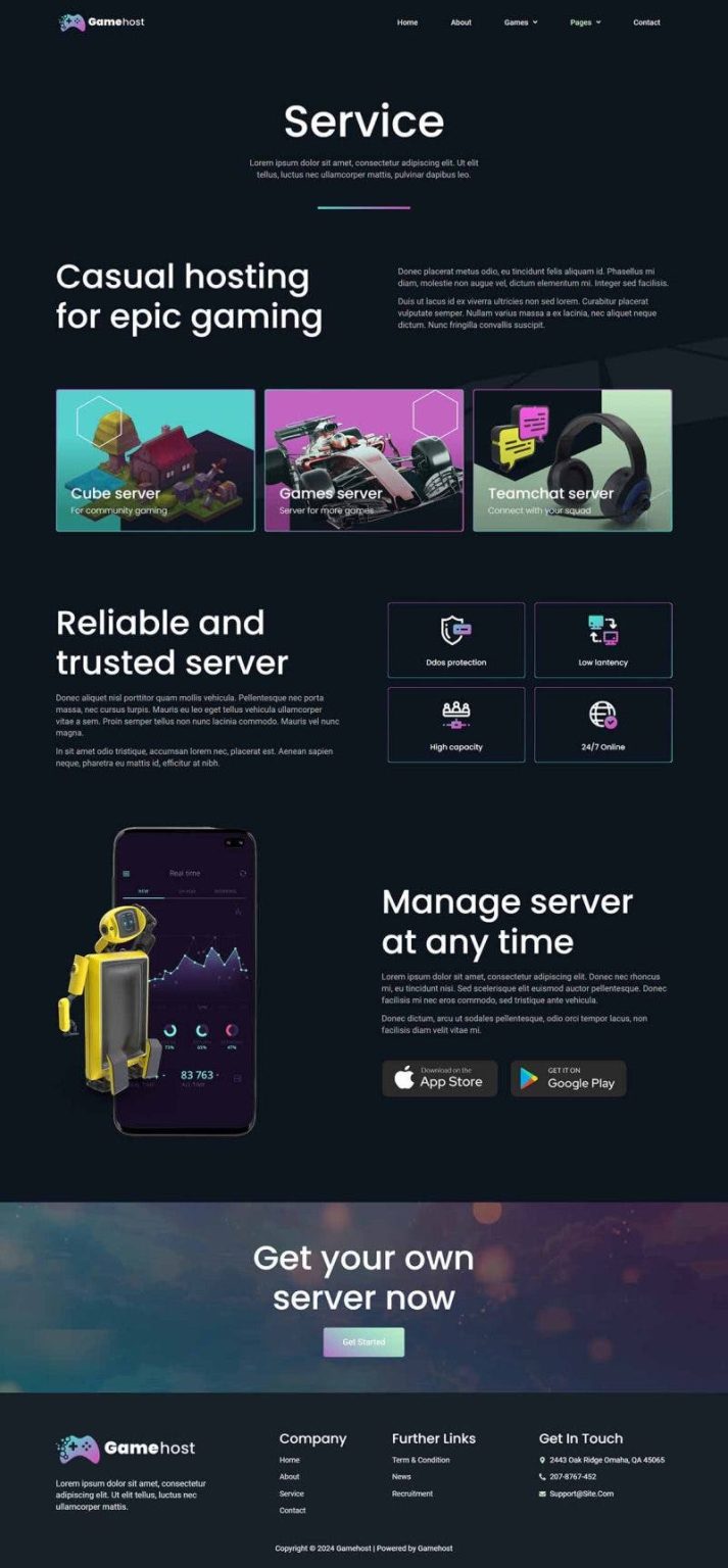 Download Gamehost - Game Server & Hosting Elementor Template Kit