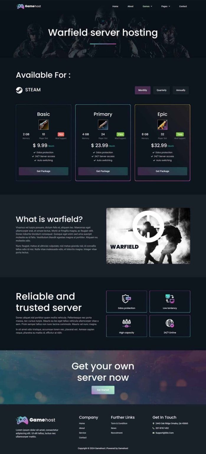 Download Gamehost - Game Server & Hosting Elementor Template Kit