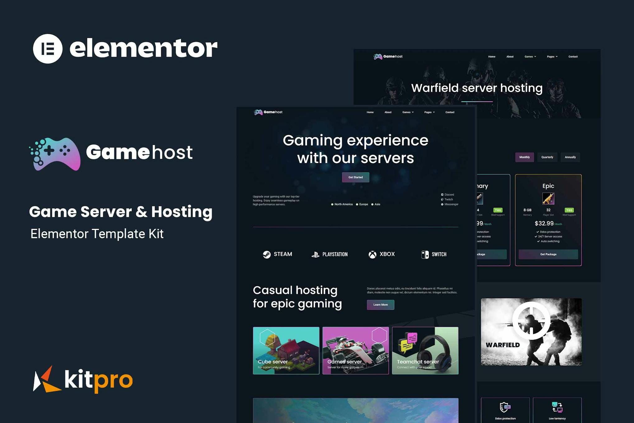 Download Gamehost - Game Server & Hosting Elementor Template Kit