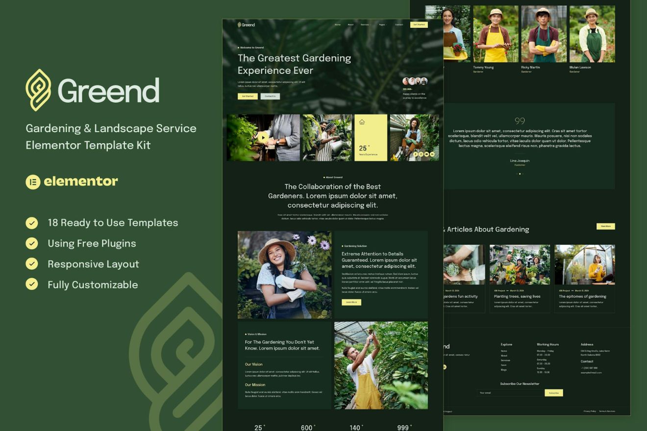 Download Greend - Gardening & Landscape Service Elementor Template Kit