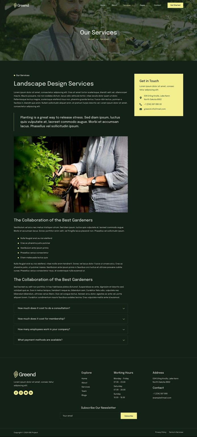 Download Greend - Gardening & Landscape Service Elementor Template Kit