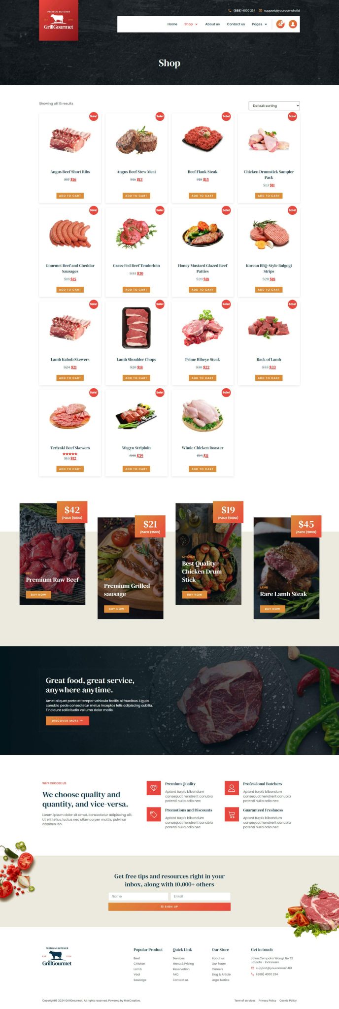 Download GrillGourmet - Butcher & Meat Shop Elementor Template Kit