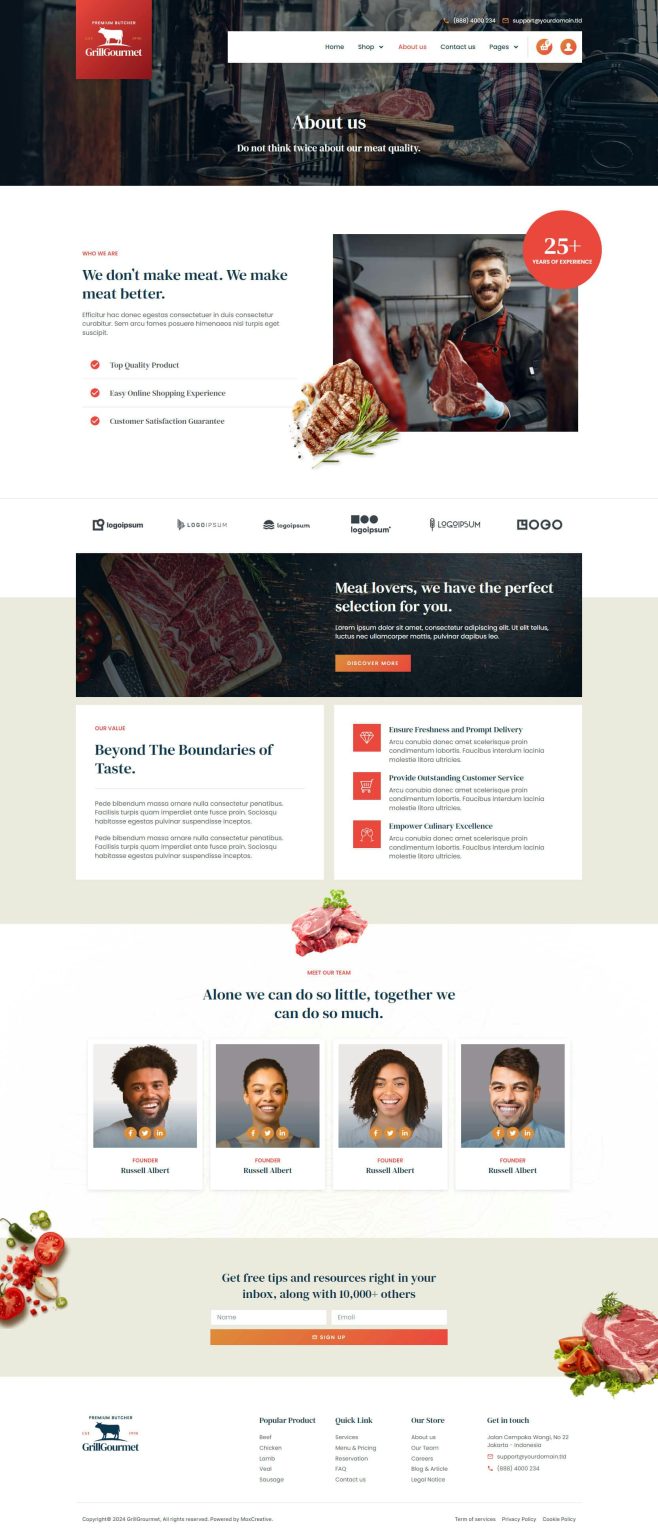 Download GrillGourmet - Butcher & Meat Shop Elementor Template Kit