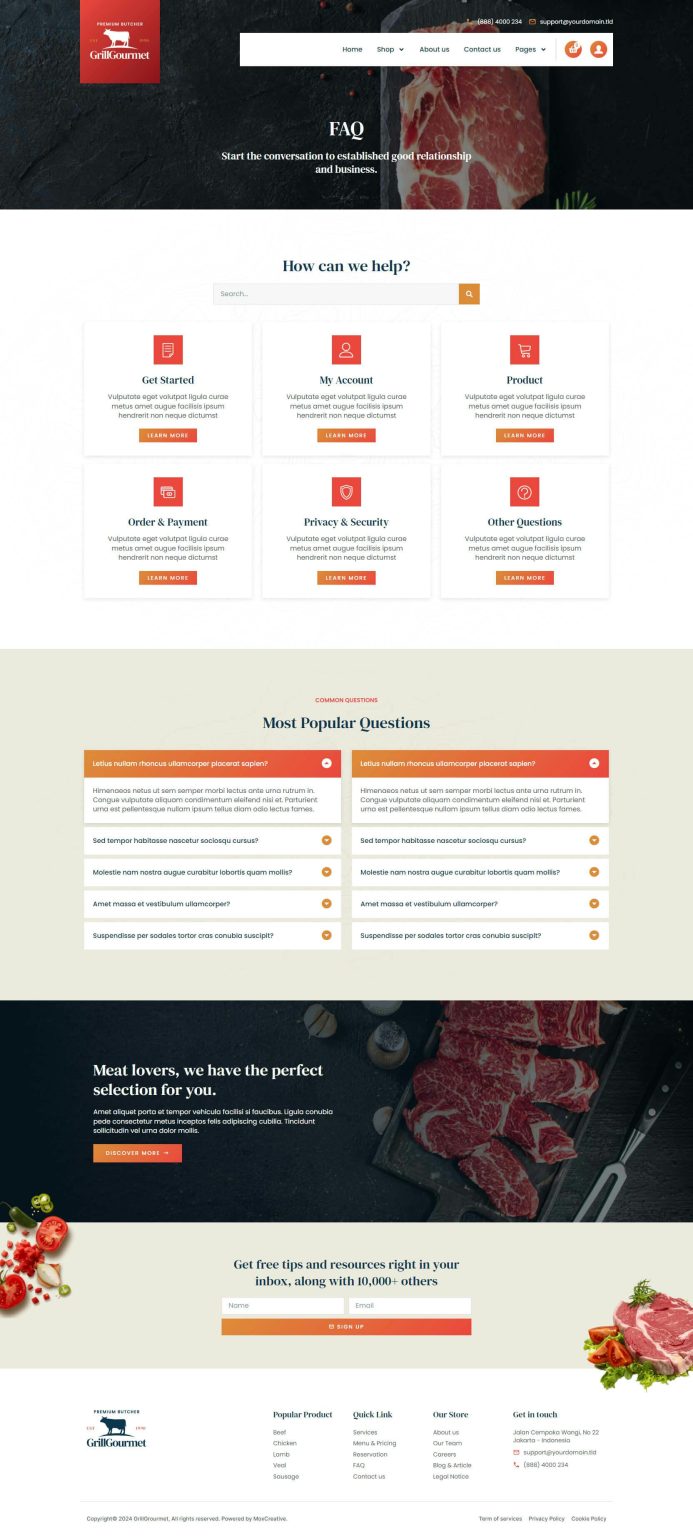 Download GrillGourmet - Butcher & Meat Shop Elementor Template Kit