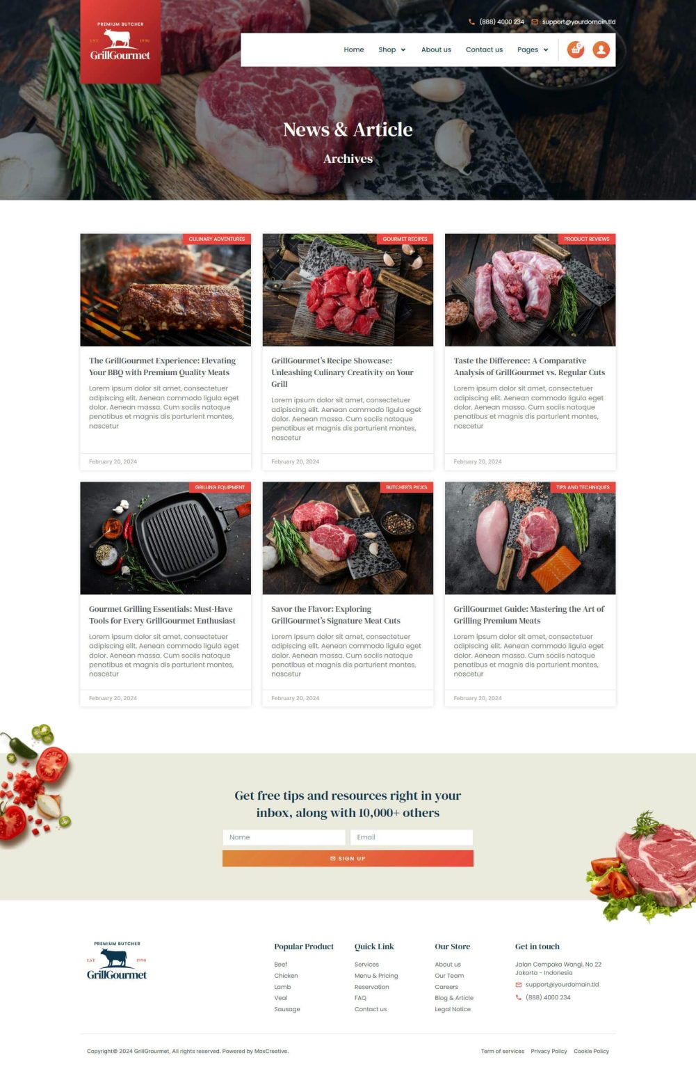 Download GrillGourmet - Butcher & Meat Shop Elementor Template Kit