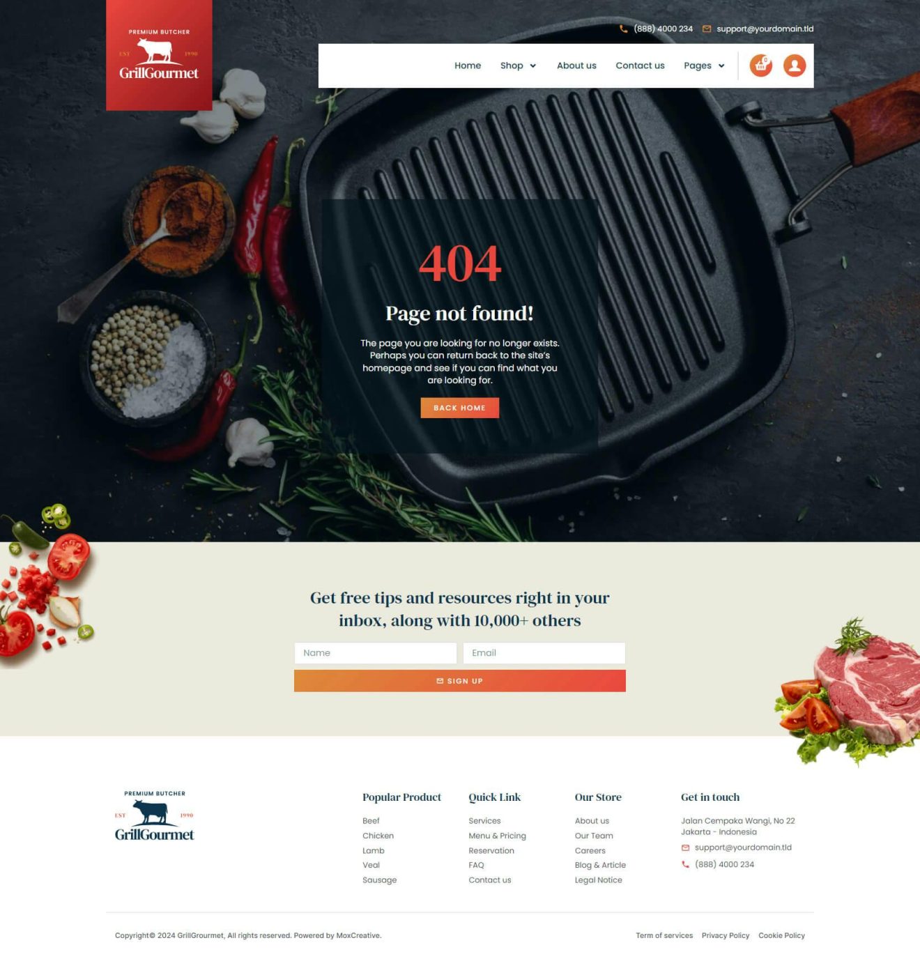 Download GrillGourmet - Butcher & Meat Shop Elementor Template Kit