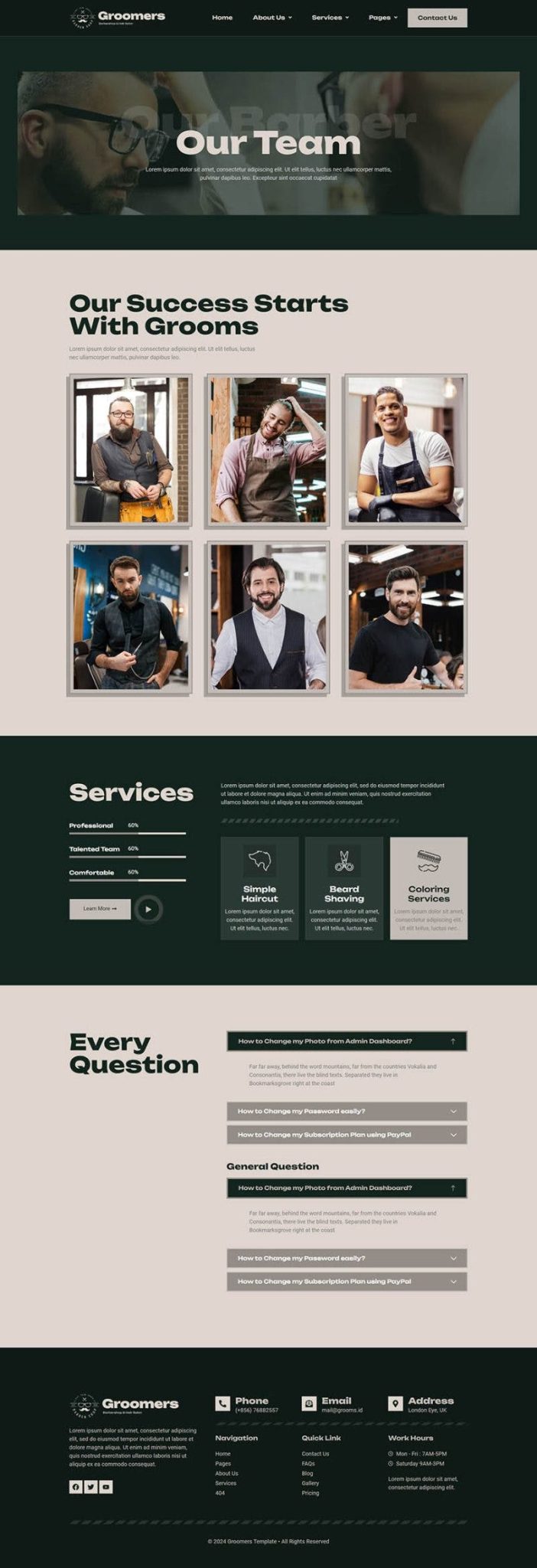 Download Groomers - Barbershop & Hair Salon Elementor Template Kit