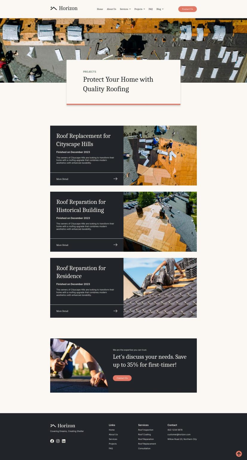 Download Horizon - Roofing Service Elementor Template Kits