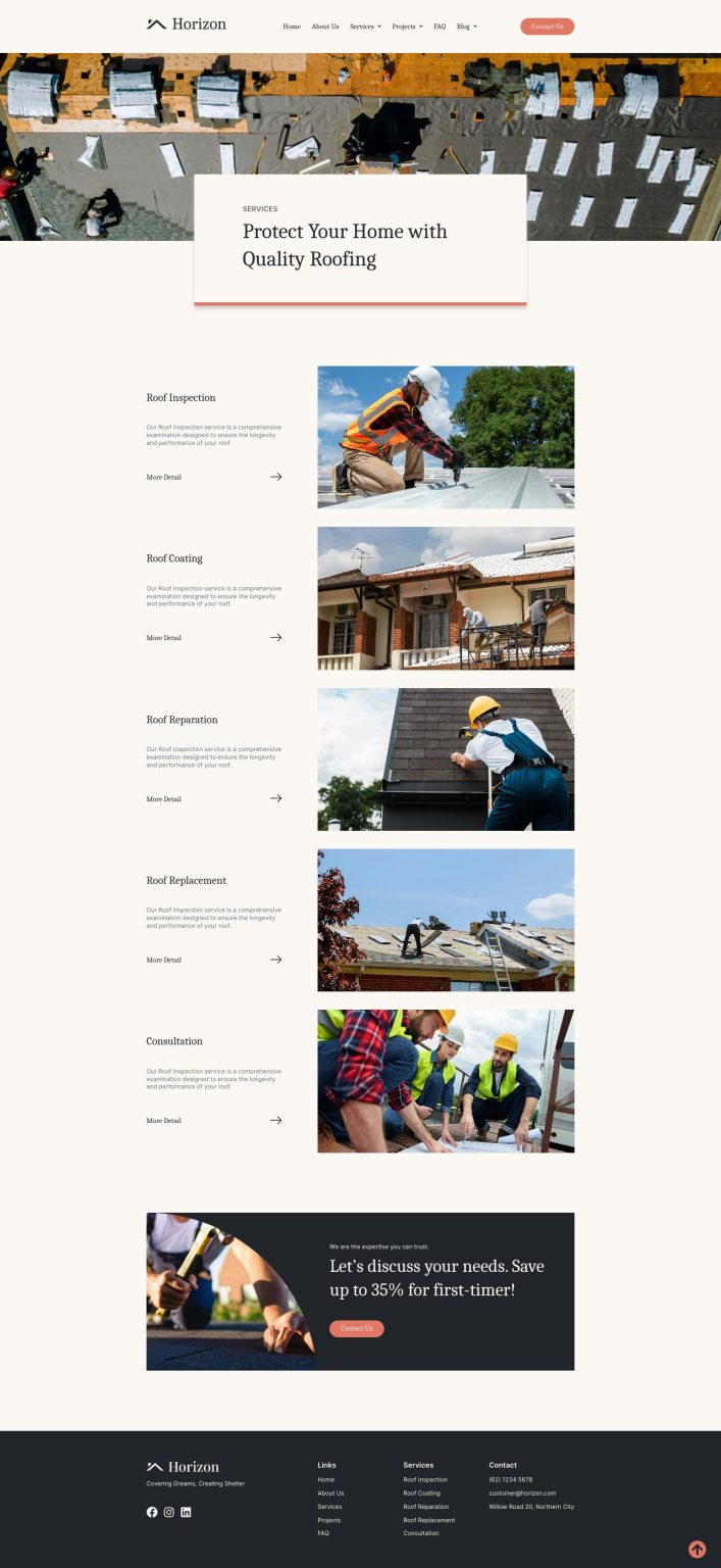 Download Horizon - Roofing Service Elementor Template Kits