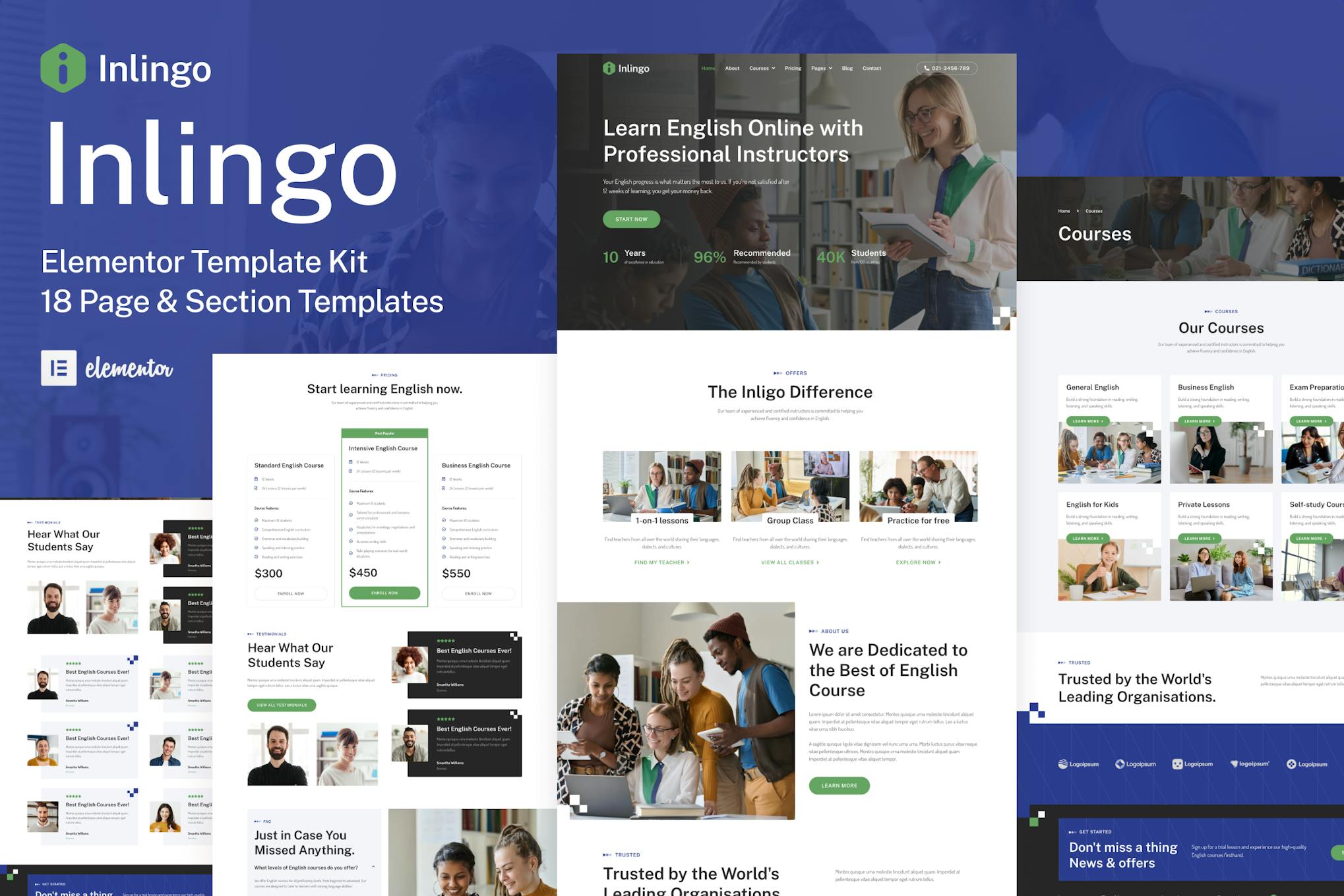 Download Inlingo - Professional English Course Elementor Template Kit