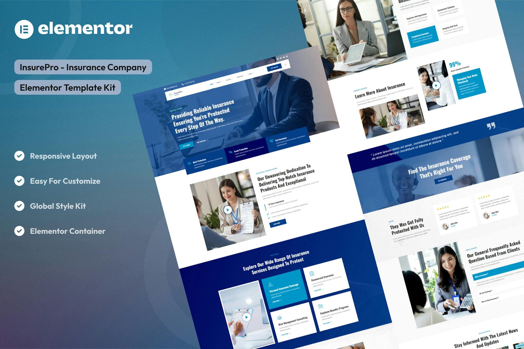 Download Insure - Insurance Company Elementor Template Kit