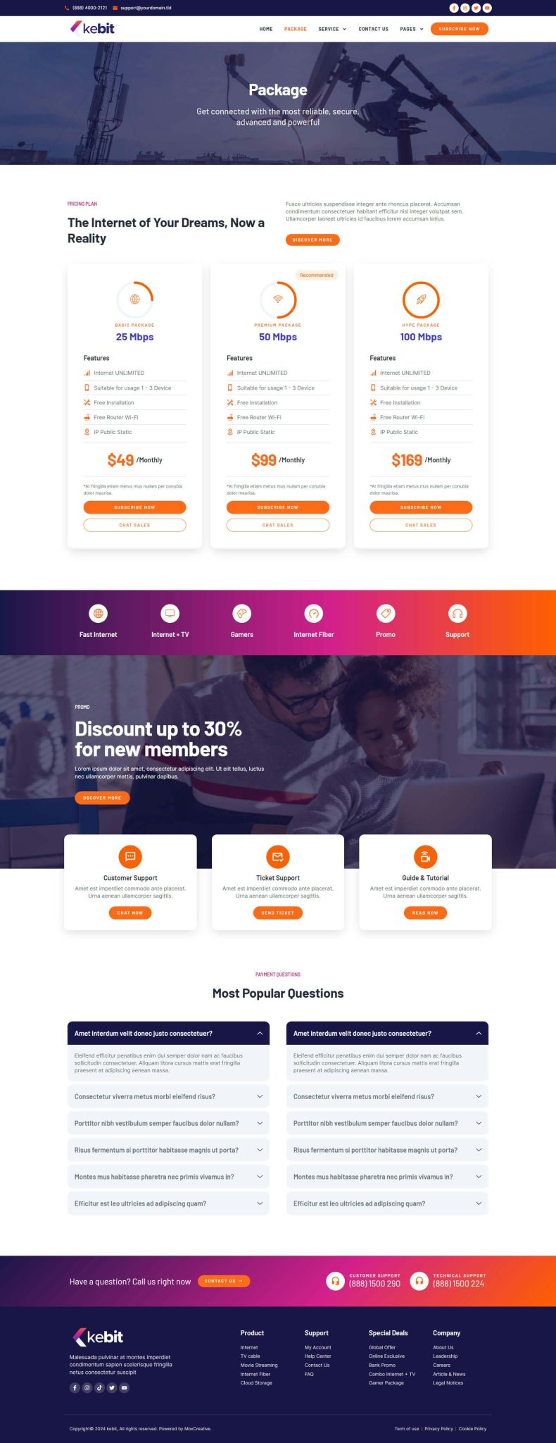 Download Kebit - Broadband & Internet Service Provider Elementor Pro Template Kit