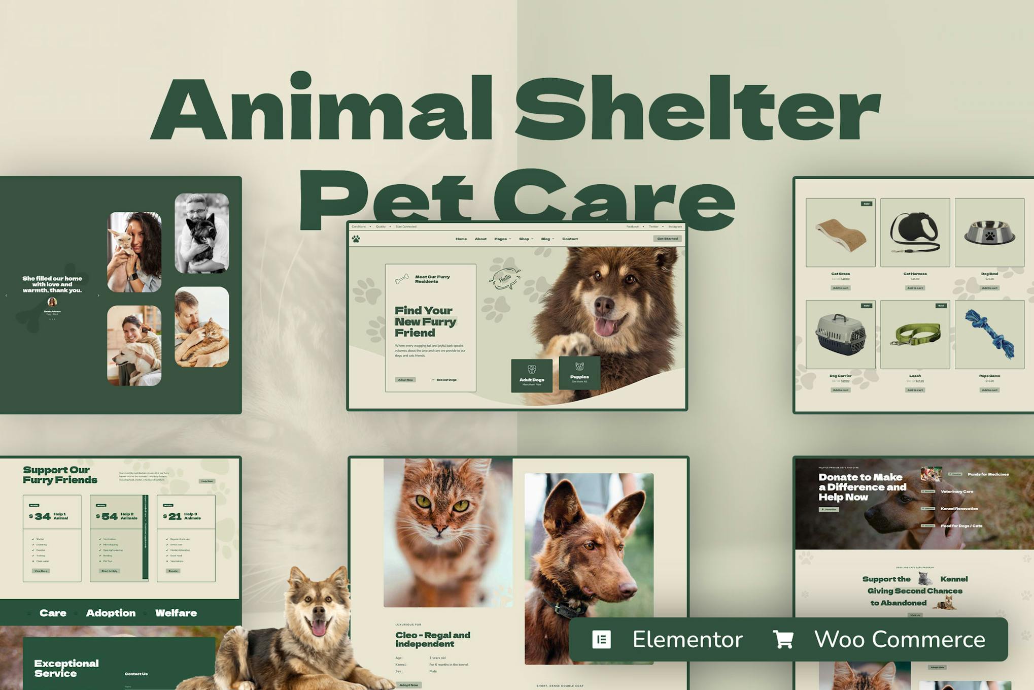 Download Kenneli - Animal Shelter & Pet Care Elementor Pro Template Kit