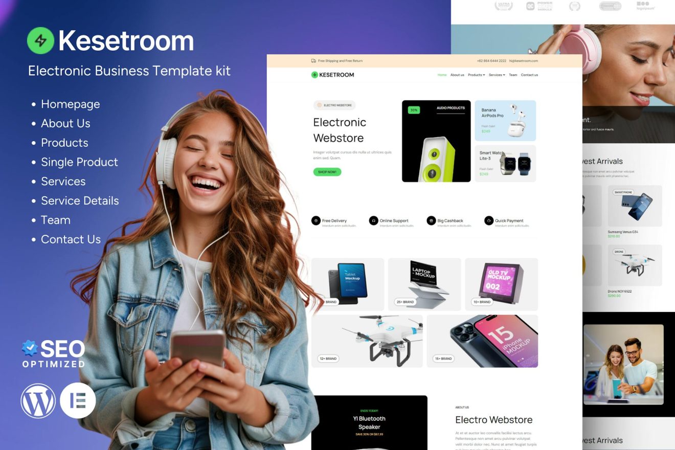 Download Kesetroom - Electronic Business Elementor Template Kit