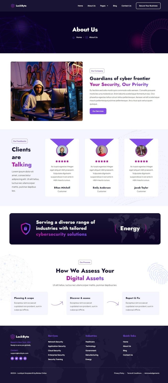Download LockByte - Cyber Security Services Elementor Template Kit