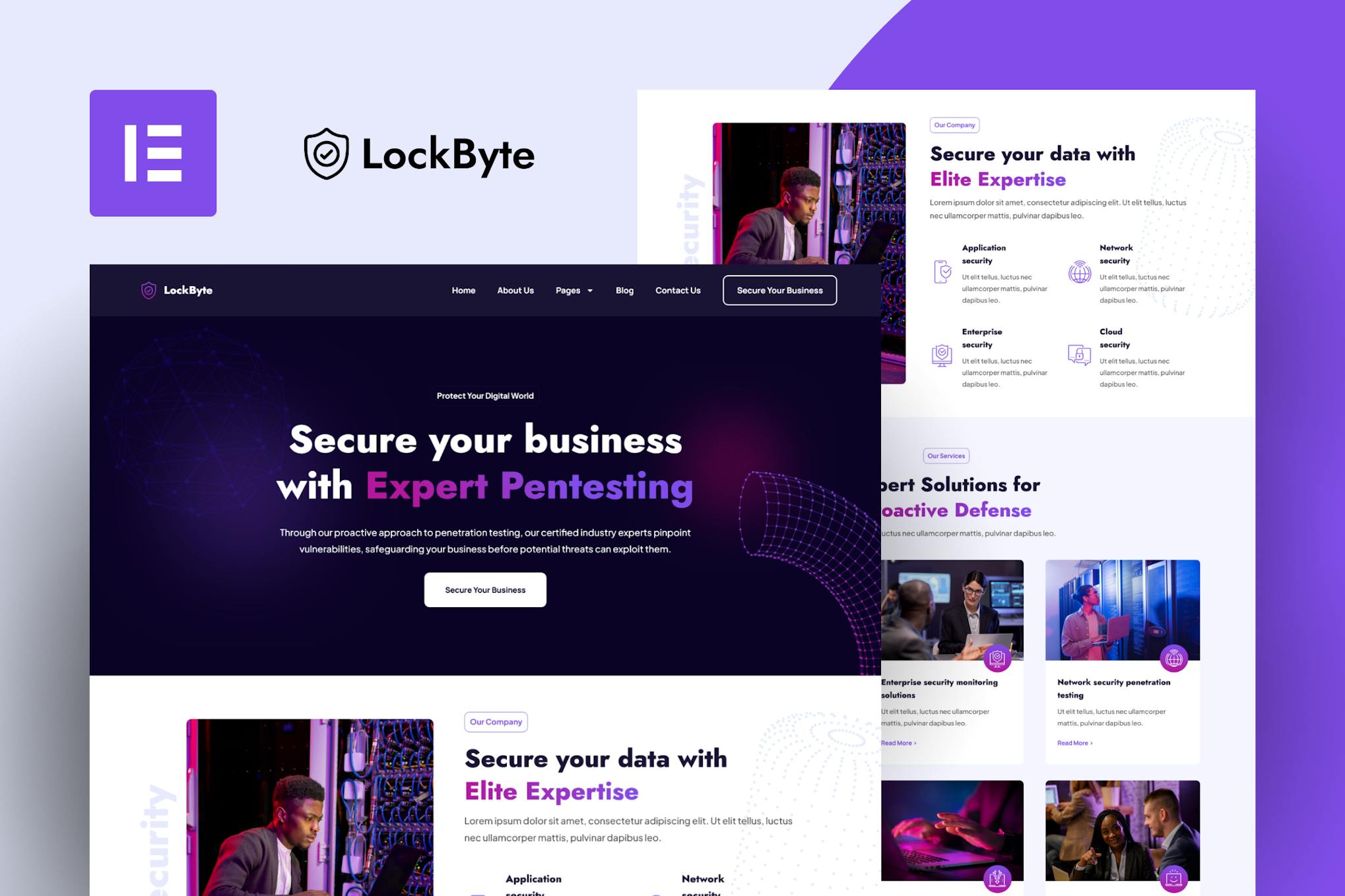 Download LockByte - Cyber Security Services Elementor Template Kit