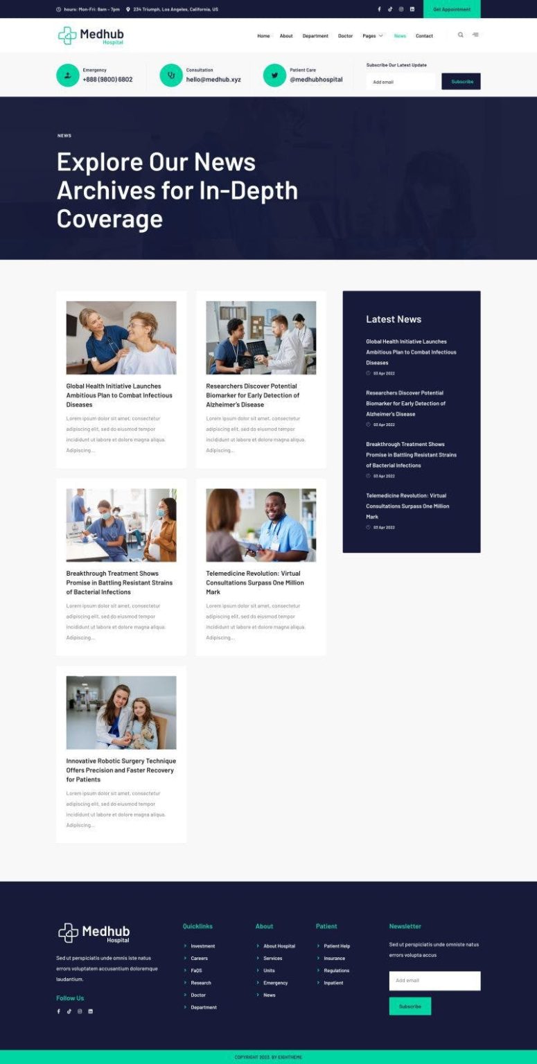 Download MedHub - Hospital & Medical Elementor Template Kit