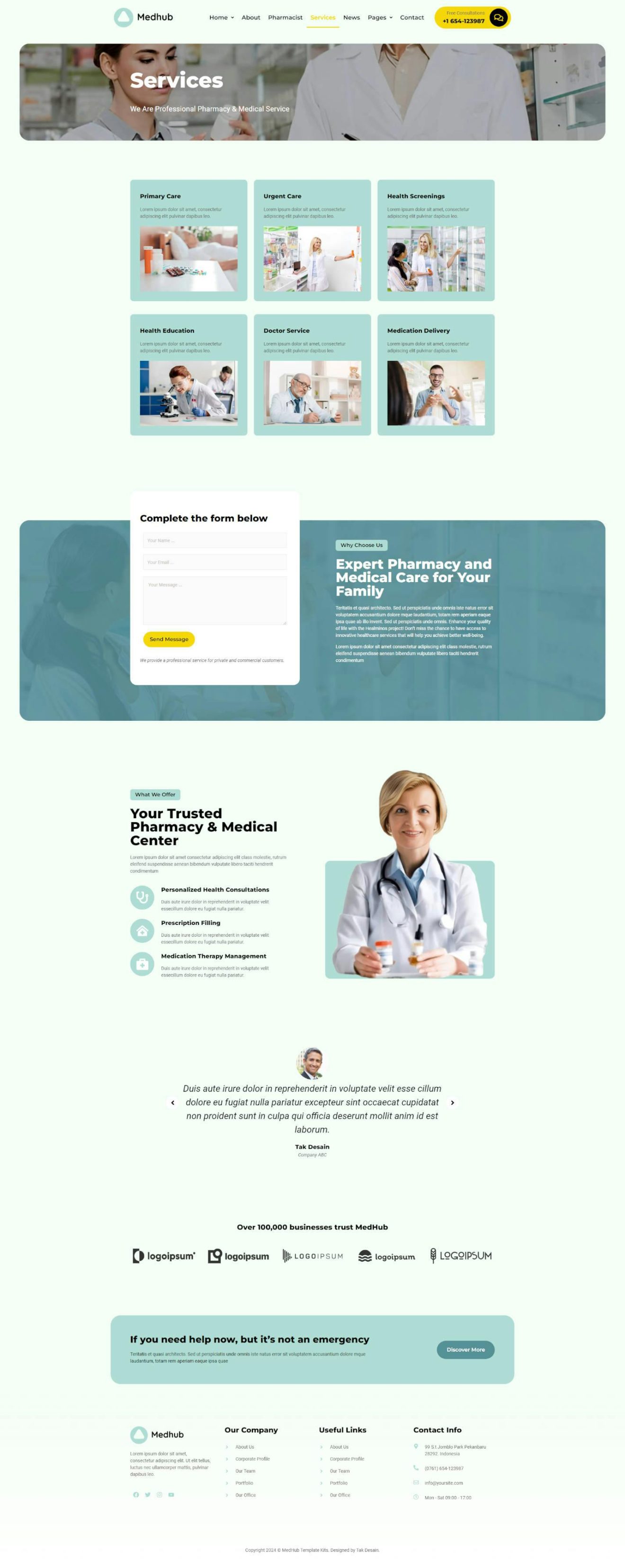 Download MedHub - Pharmacy & Medical Services Elementor Template Kit