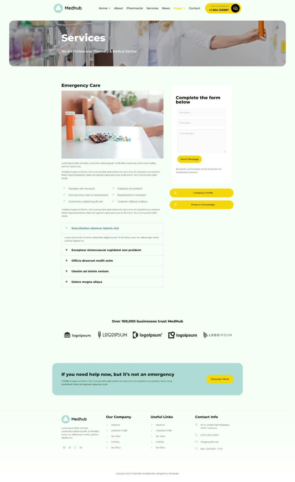 Download MedHub - Pharmacy & Medical Services Elementor Template Kit